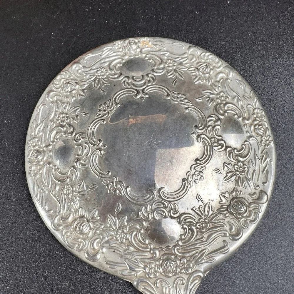 Vtg Silver Plated Vanity Set Hand Mirror, Hair Brush & Comb, Heavy Appx 70 Yrs